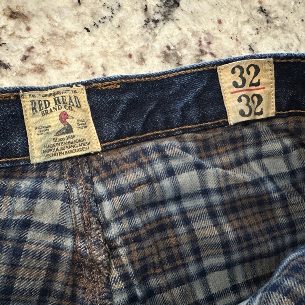 32x32 RedHead Flannel-Lined Denim Relaxed-Fit Jeans Men Dark Wash